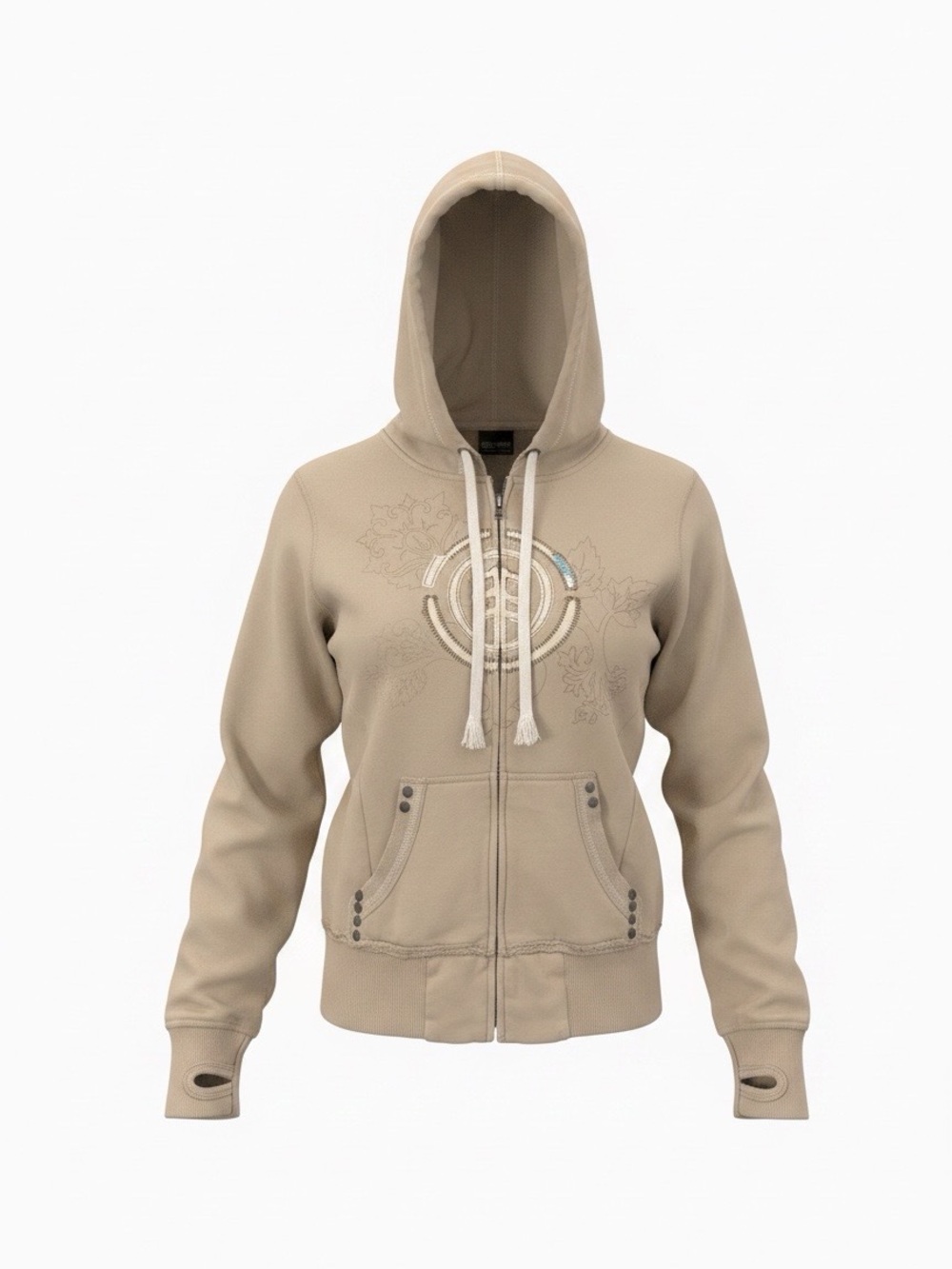 Element Women's Taupe Zip Hoodie with Embroidered Chest Logo